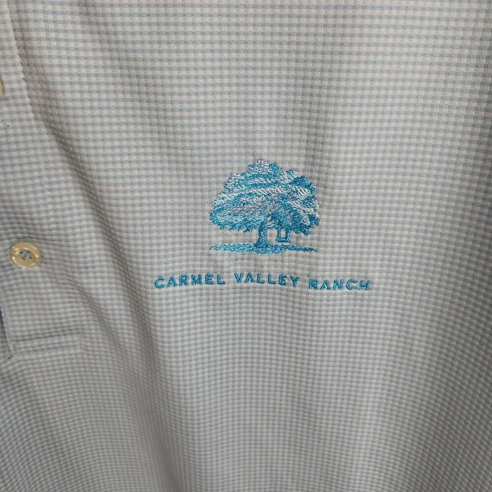Dunning Golf Polo Shirt Men's Large Blue White Gingham‎ Embroidered